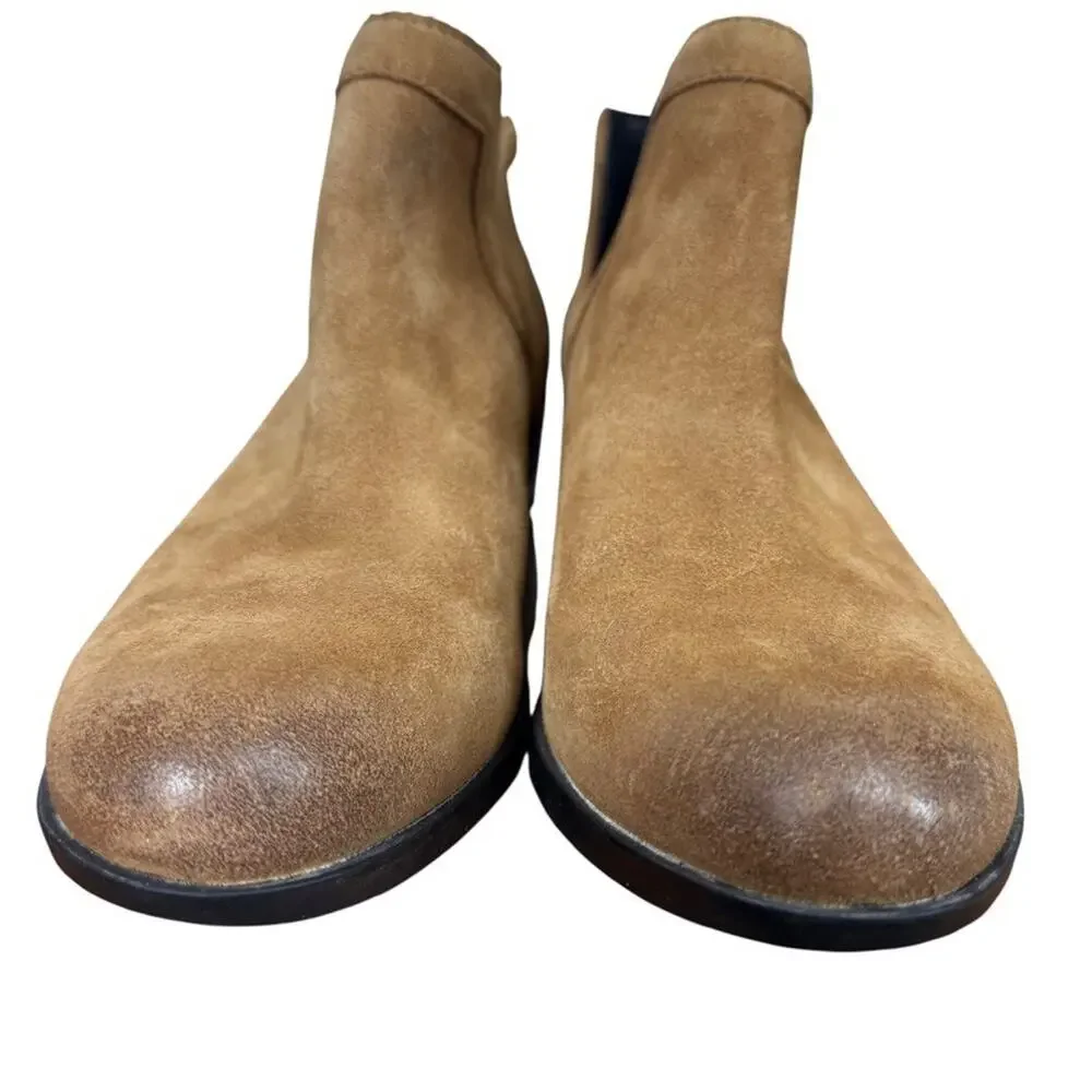 Sorel Lolla Cut Out Bootie Ankle Boots Beige Suede Leather Shoes Womens sz 7.5